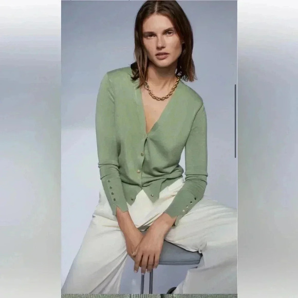 Zara  Women's Green and Khaki Cardigan - Picture 2 of 10